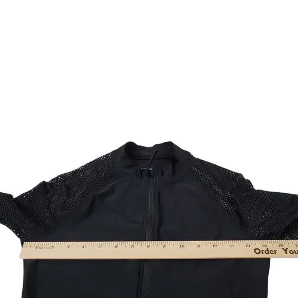 J. Crew Rash Guard Small Black Mesh Insert Long Sleeve Swim Cover Up Stretch - Picture 10 of 11